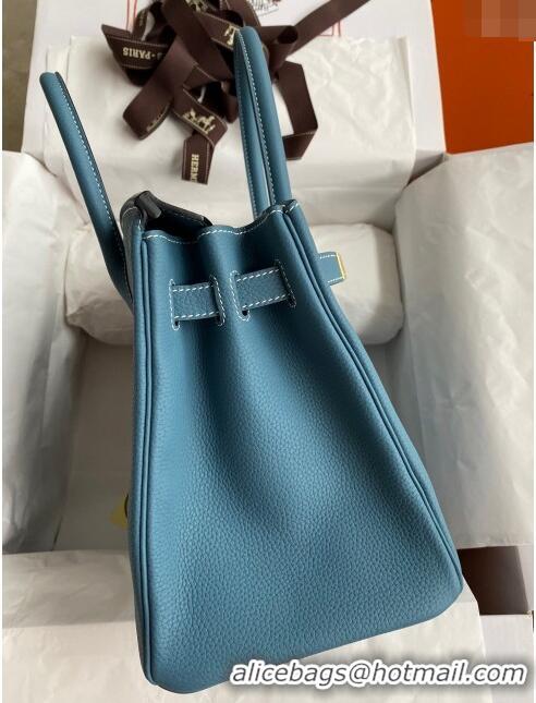 Well Crafted Hermes Birkin 30cm Bag in Original Togo Leather H30 Denim Blue/Gold 2024 (Full Handmade)