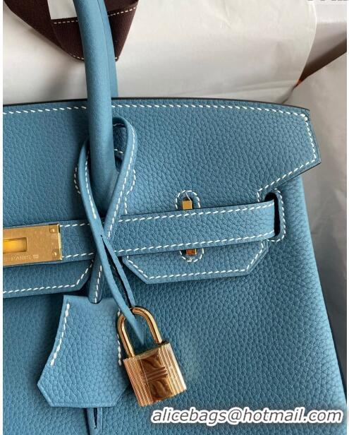 Well Crafted Hermes Birkin 30cm Bag in Original Togo Leather H30 Denim Blue/Gold 2024 (Full Handmade)