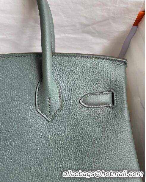 Top Design Hermes Birkin 30cm Bag in Original Togo Leather H30 Almond Green/Gold 2024 (Full Handmade)