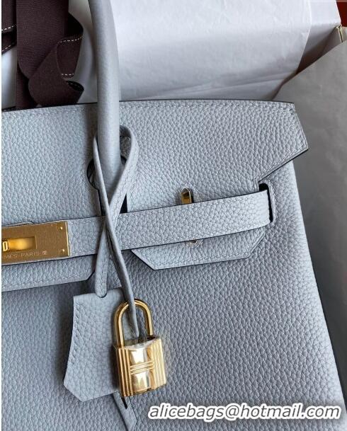 Discount Hermes Birkin 30cm Bag in Original Togo Leather Glacier H30 Blue/Gold 2024 (Full Handmade)