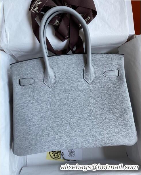 Discount Hermes Birkin 30cm Bag in Original Togo Leather Glacier H30 Blue/Gold 2024 (Full Handmade)