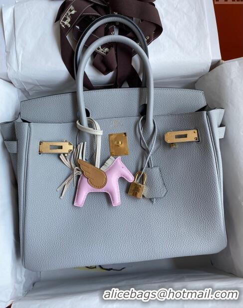 Discount Hermes Birkin 30cm Bag in Original Togo Leather Glacier H30 Blue/Gold 2024 (Full Handmade)