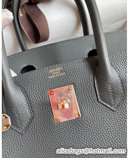 Well Crafted Hermes Birkin 30cm Bag in Original Togo Leather H30 Iron grey/Pink Gold 2024 (Full Handmade)