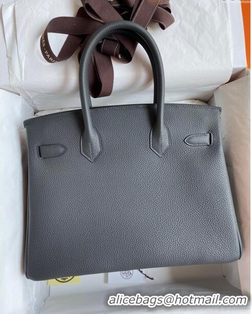 Well Crafted Hermes Birkin 30cm Bag in Original Togo Leather H30 Iron grey/Pink Gold 2024 (Full Handmade)