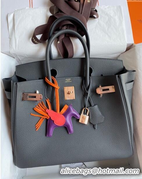 Well Crafted Hermes Birkin 30cm Bag in Original Togo Leather H30 Iron grey/Pink Gold 2024 (Full Handmade)