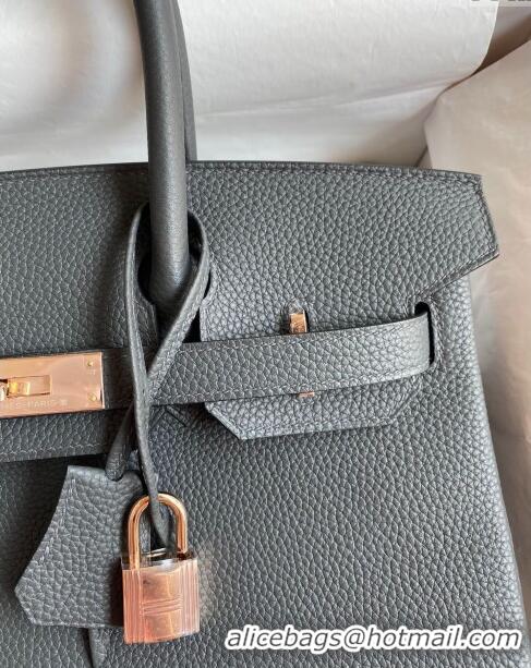 Well Crafted Hermes Birkin 30cm Bag in Original Togo Leather H30 Iron grey/Pink Gold 2024 (Full Handmade)