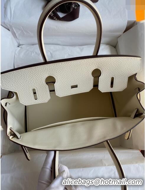 Top Grade Hermes Birkin 30cm Bag in Original Togo Leather Cream H30 White/Gold 2024 (Full Handmade)