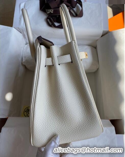 Top Grade Hermes Birkin 30cm Bag in Original Togo Leather Cream H30 White/Gold 2024 (Full Handmade)