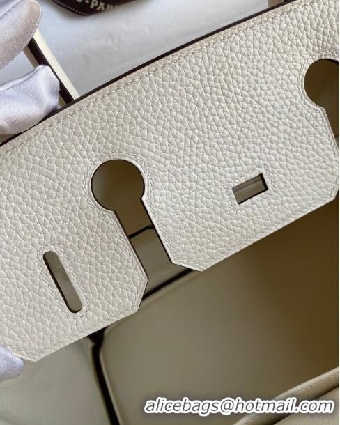 Top Grade Hermes Birkin 30cm Bag in Original Togo Leather Cream H30 White/Gold 2024 (Full Handmade)