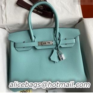 Promotional Hermes Birkin 30cm Bag in Original Togo Leather Macaron H30 Blue/Silver 2024 (Full Handmade)