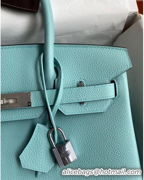 Promotional Hermes Birkin 30cm Bag in Original Togo Leather Macaron H30 Blue/Silver 2024 (Full Handmade)