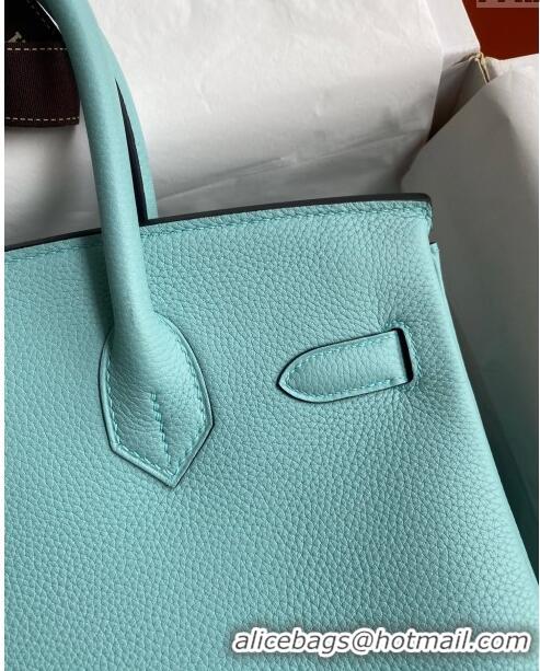 Promotional Hermes Birkin 30cm Bag in Original Togo Leather Macaron H30 Blue/Silver 2024 (Full Handmade)