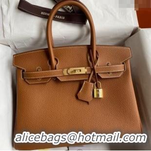 Market Sells Hermes Birkin 30cm Bag in Original Togo Leather H30 Brown/Gold 2024 (Full Handmade)