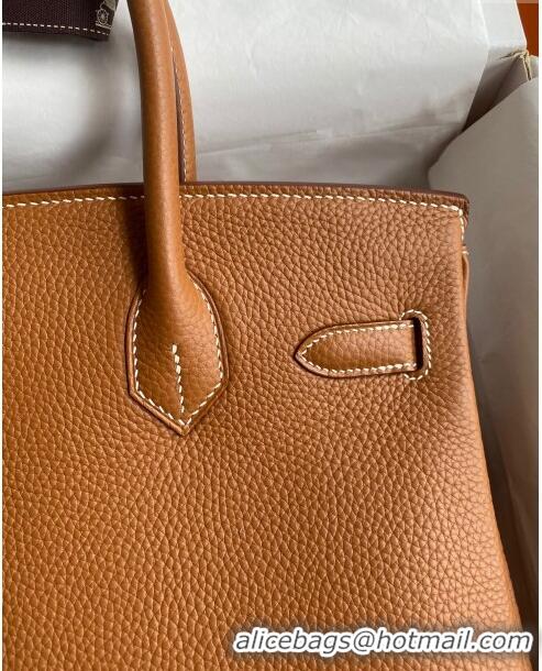 Market Sells Hermes Birkin 30cm Bag in Original Togo Leather H30 Brown/Gold 2024 (Full Handmade)