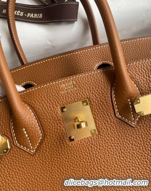 Market Sells Hermes Birkin 30cm Bag in Original Togo Leather H30 Brown/Gold 2024 (Full Handmade)