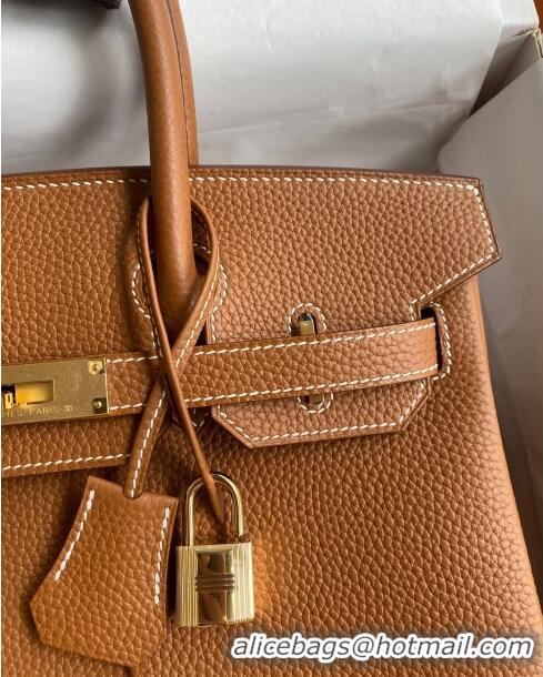 Market Sells Hermes Birkin 30cm Bag in Original Togo Leather H30 Brown/Gold 2024 (Full Handmade)