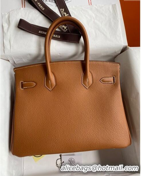 Market Sells Hermes Birkin 30cm Bag in Original Togo Leather H30 Brown/Gold 2024 (Full Handmade)