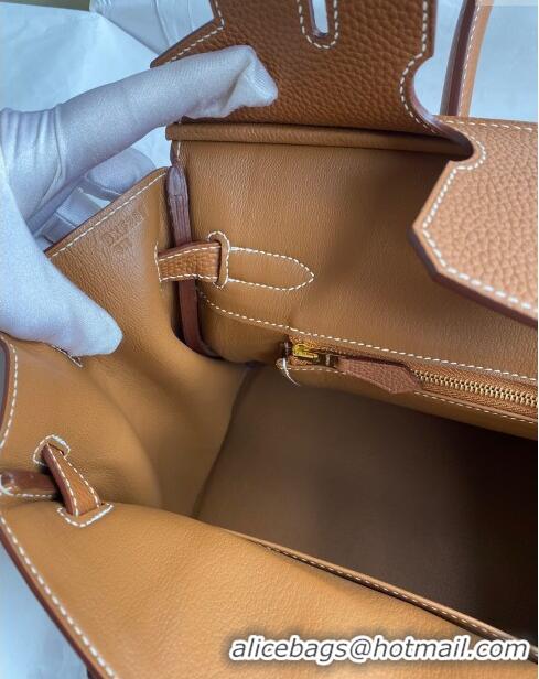 Market Sells Hermes Birkin 30cm Bag in Original Togo Leather H30 Brown/Gold 2024 (Full Handmade)