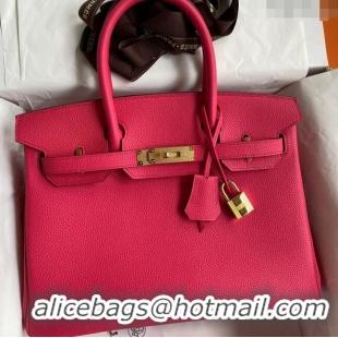 Grade Quality Hermes Birkin 30cm Bag in Original Togo Leather H30 Rosy/Gold 2024 (Full Handmade)