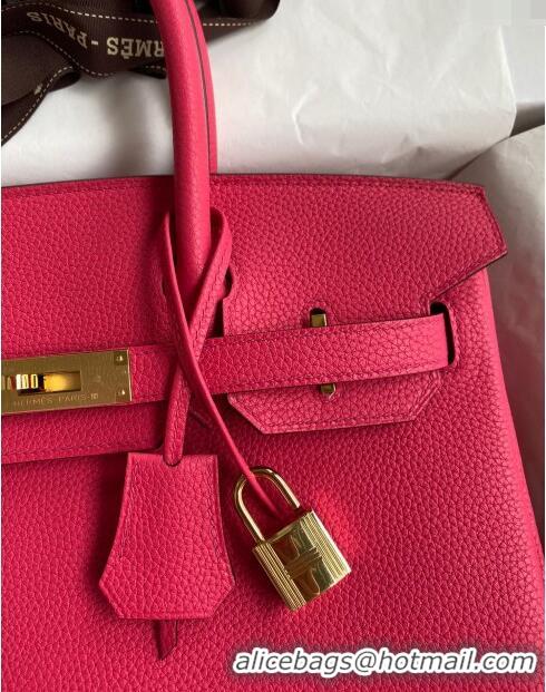 Grade Quality Hermes Birkin 30cm Bag in Original Togo Leather H30 Rosy/Gold 2024 (Full Handmade)