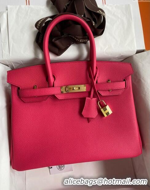 Grade Quality Hermes Birkin 30cm Bag in Original Togo Leather H30 Rosy/Gold 2024 (Full Handmade)