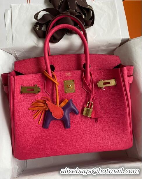 Grade Quality Hermes Birkin 30cm Bag in Original Togo Leather H30 Rosy/Gold 2024 (Full Handmade)