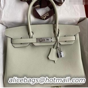 Best Grade Hermes Birkin 30cm Bag in Original Togo Leather H30 Crystal Grey/Silver 2024 (Full Handmade)