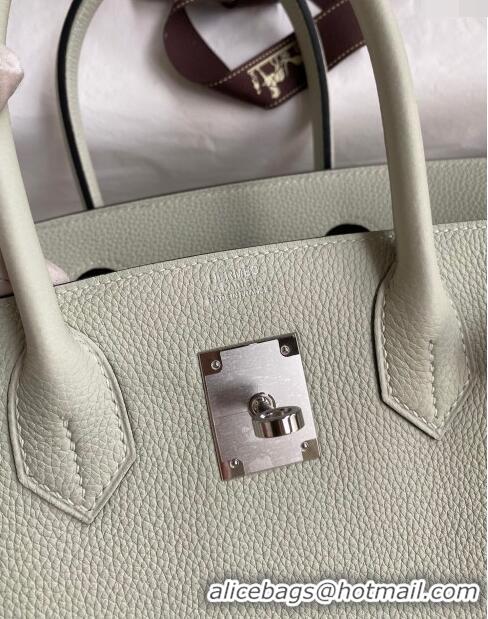 Best Grade Hermes Birkin 30cm Bag in Original Togo Leather H30 Crystal Grey/Silver 2024 (Full Handmade)