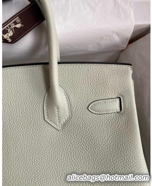 Best Grade Hermes Birkin 30cm Bag in Original Togo Leather H30 Crystal Grey/Silver 2024 (Full Handmade)