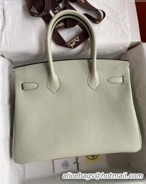 Best Grade Hermes Birkin 30cm Bag in Original Togo Leather H30 Crystal Grey/Silver 2024 (Full Handmade)