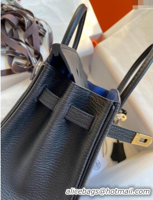 Grade Design Hermes Birkin 30cm Bag in Original Chevre Leather H30 Black/Gold 2024 (Full Handmade)