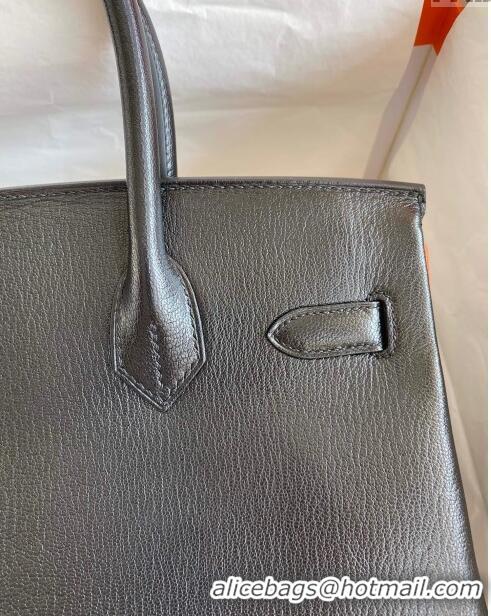 Best Price Hermes Birkin 25cm Bag in Original Chèvre Leather H25 Black/Orange/Pink Gold 2024 (Full Handmade)