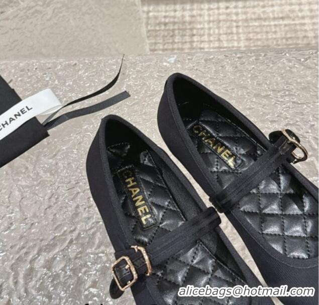 Best Price Chanel Cotton Mary Janes Flat Ballet G45503 Black 423154