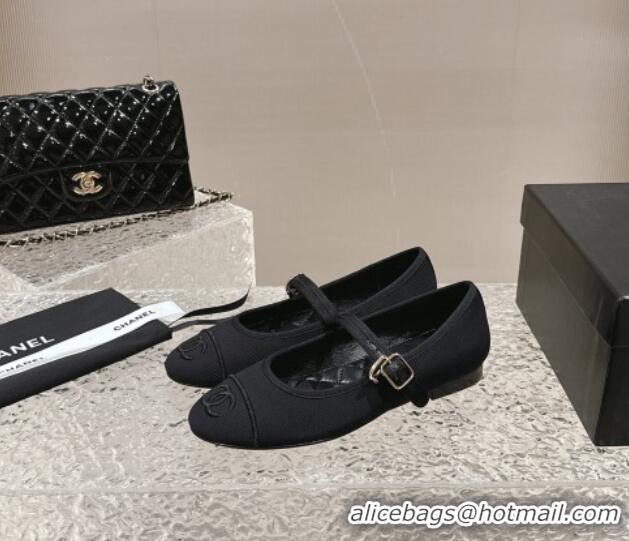 Best Price Chanel Cotton Mary Janes Flat Ballet G45503 Black 423154