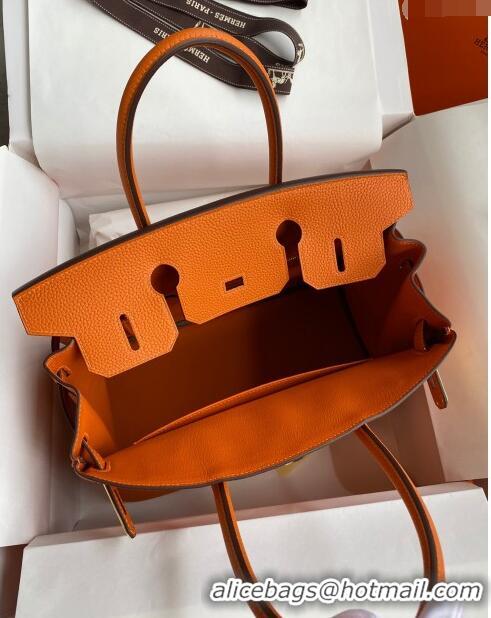 Popular Style Hermes Birkin 35cm Bag in Original Togo Leather H35 Orange/Gold 2024 (Full Handmade)