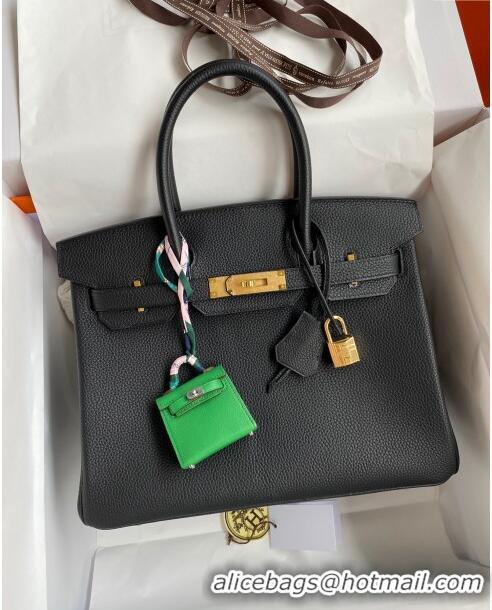 New Release Creation Hermes Birkin 35cm Bag in Original Togo Leather H35 Black/Gold 2024 (Full Handmade)