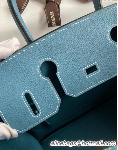 Top Grade Hermes Birkin 35cm Bag in Original Togo Leather H35 Denim Blue/Gold 2024 (Full Handmade)