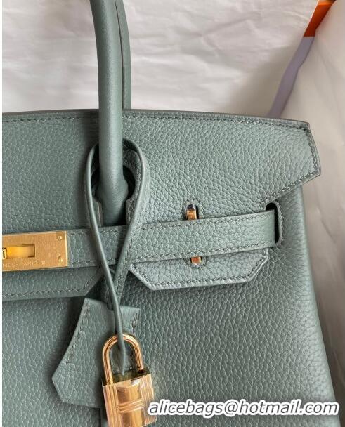 Top Design Hermes Birkin 35cm Bag in Original Togo Leather H35 Almond Green/Gold 2024 (Full Handmade)