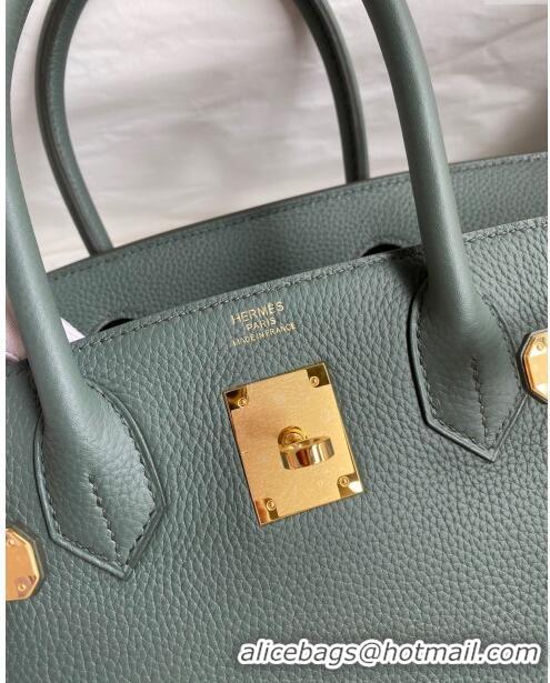 Top Design Hermes Birkin 35cm Bag in Original Togo Leather H35 Almond Green/Gold 2024 (Full Handmade)