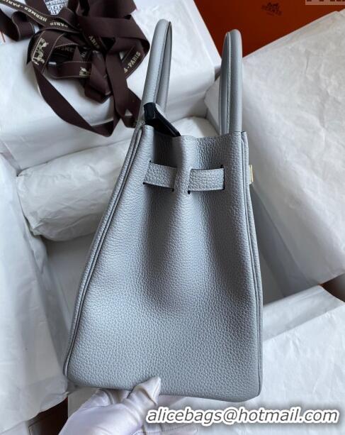 New Cheap Hermes Birkin 35cm Bag in Original Togo Leather H35 Glacier Blue/Gold 2024 (Full Handmade)