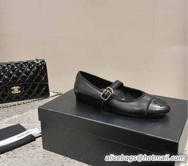 Promotional Chanel Calfskin Mary Janes Flat Ballet G45503 Black 423156