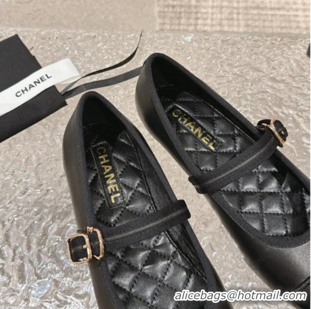 Promotional Chanel Calfskin Mary Janes Flat Ballet G45503 Black 423156