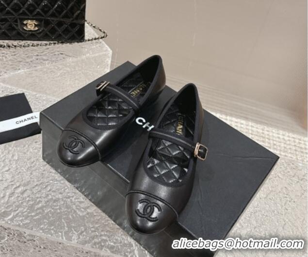 Promotional Chanel Calfskin Mary Janes Flat Ballet G45503 Black 423156