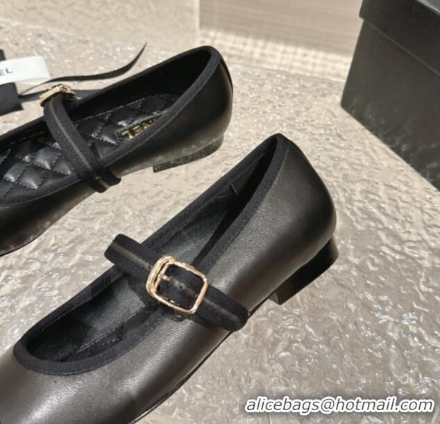 Promotional Chanel Calfskin Mary Janes Flat Ballet G45503 Black 423156