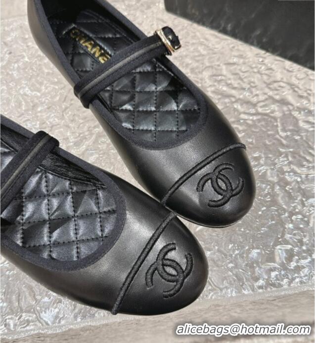 Promotional Chanel Calfskin Mary Janes Flat Ballet G45503 Black 423156