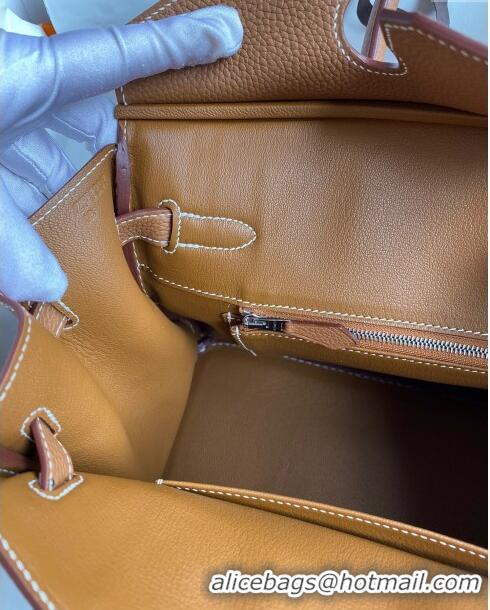 Good Looking Hermes Birkin 35cm Bag in Original Togo Leather H35 Brown/Silver 2024 (Full Handmade)