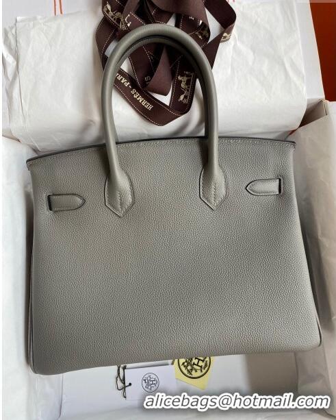 Shop Fashion Hermes Birkin 35cm Bag in Original Togo Leather H35 Cumulonimbus Grey/Gold 2024 (Full Handmade)