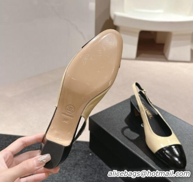 Discount Chanel Calfskin Slingback Pumps 5cm with Side CC G45566 Yellow/Black 424002