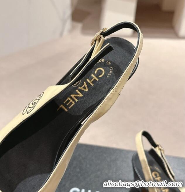 Discount Chanel Calfskin Slingback Pumps 5cm with Side CC G45566 Yellow/Black 424002