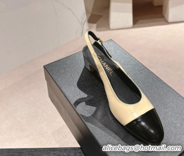 Discount Chanel Calfskin Slingback Pumps 5cm with Side CC G45566 Yellow/Black 424002